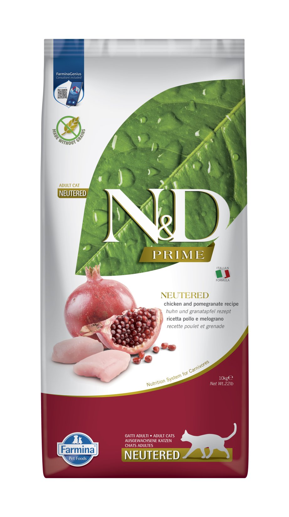 N&D PRIME CAT CHICKEN & POMEGRANATE NEUTERED ADULT 10kg